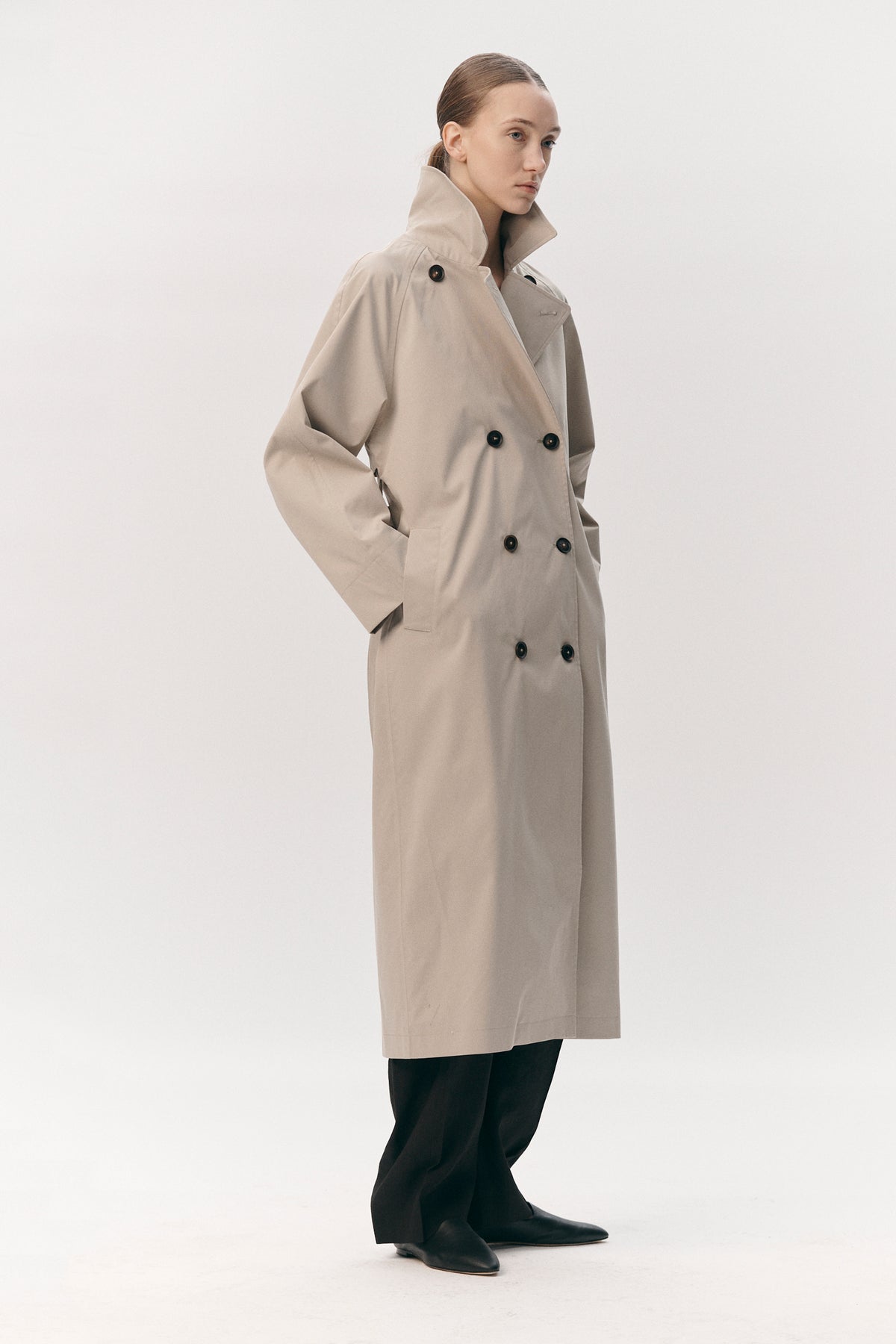 ROOMY TRENCH STRETCH TWILL SS26 LIGHT ARMY