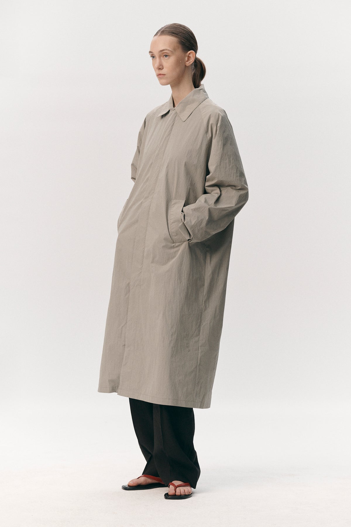 LONG COACH CRINCLE NYLON SS26 SAGE WOMEN