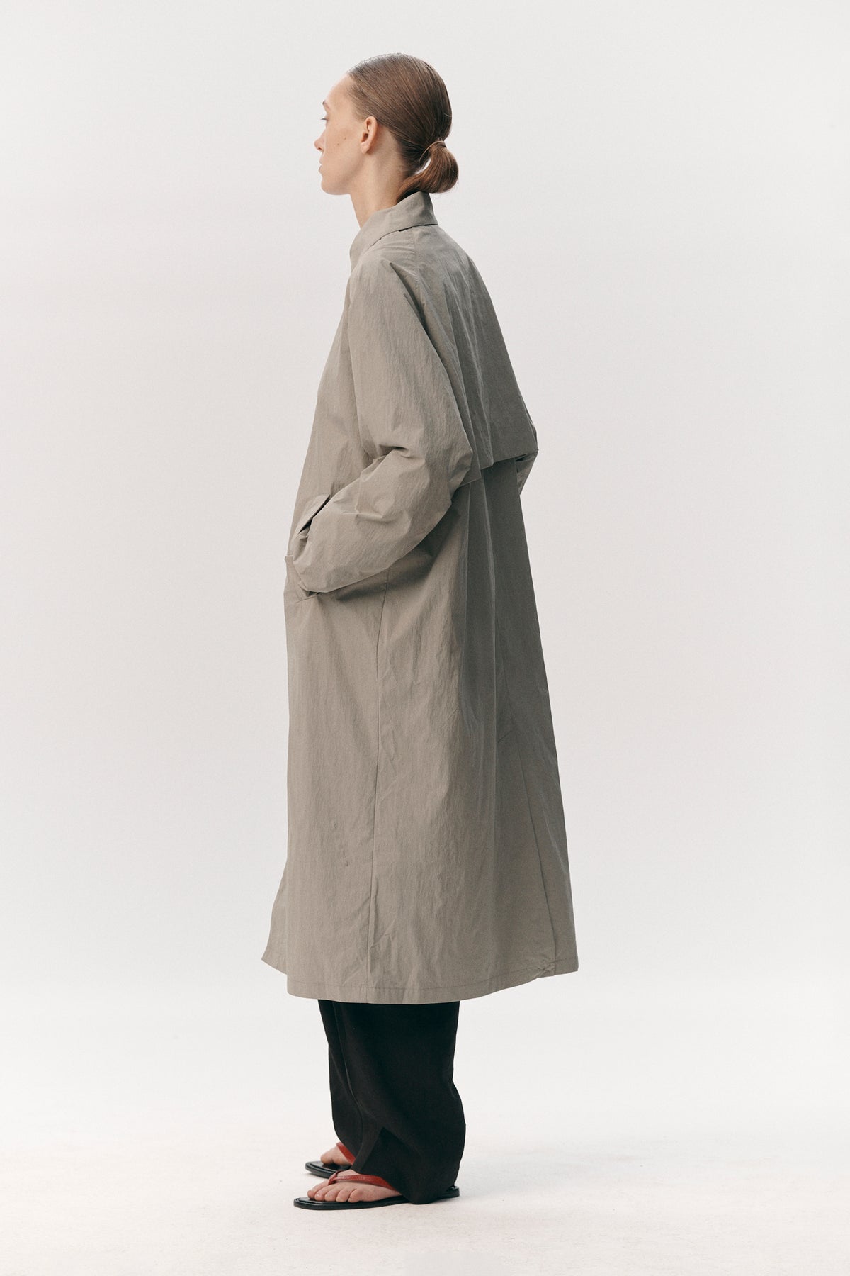 LONG COACH CRINCLE NYLON SS26 SAGE WOMEN