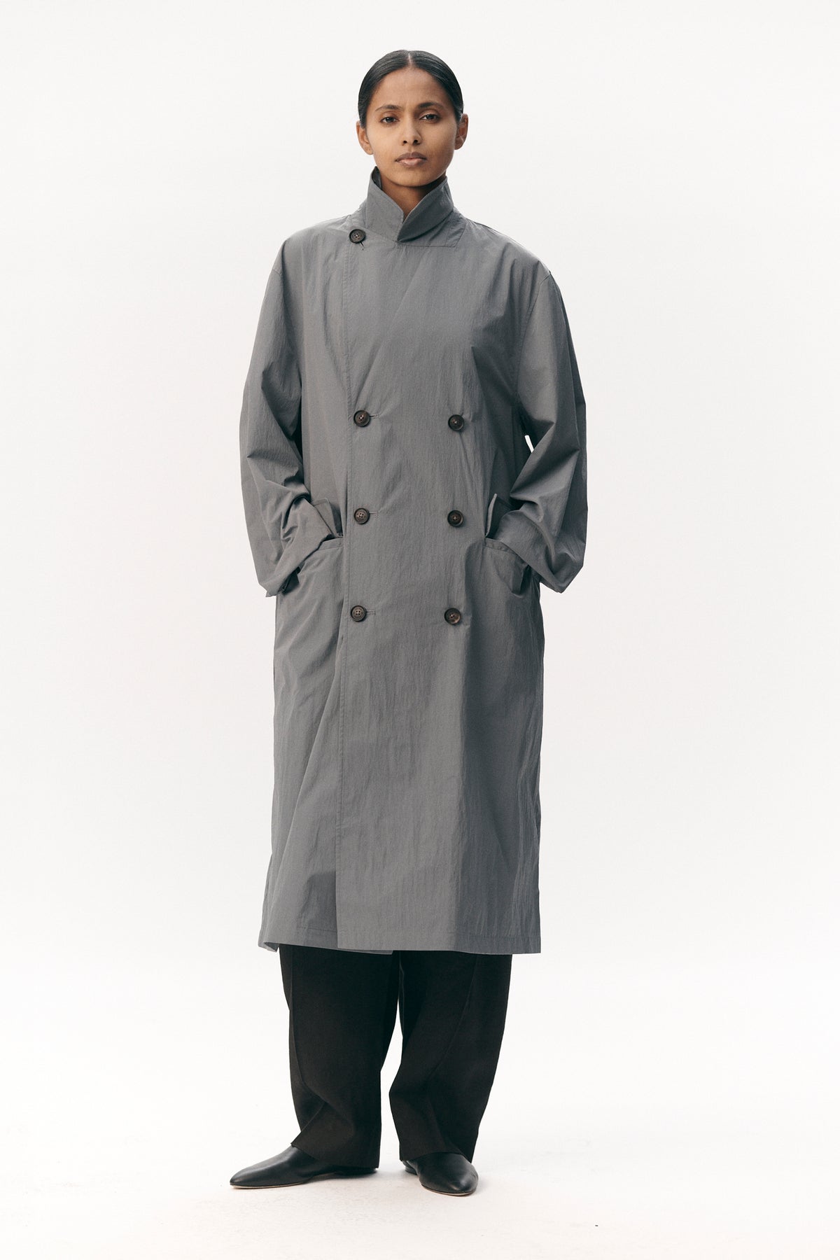 SHUVA C CRINCLE NYLON SS26 GREY BLUE WOMEN